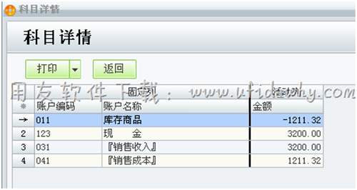 在用友T1進(jìn)銷存軟件中查看會(huì)計(jì)科目詳情圖示 在用友T1進(jìn)銷存軟件中查看會(huì)計(jì)科目詳情圖示