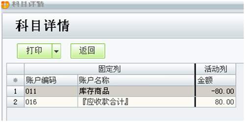 填寫付款金額后科目詳情中的金額為-80圖示 填寫付款金額后科目詳情中的金額為-80圖示