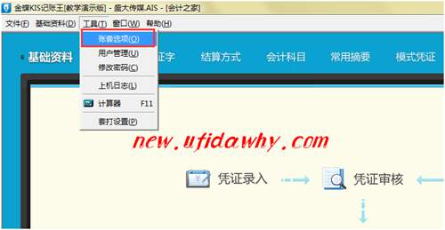 怎么樣自定義金蝶KIS記賬王賬套選項