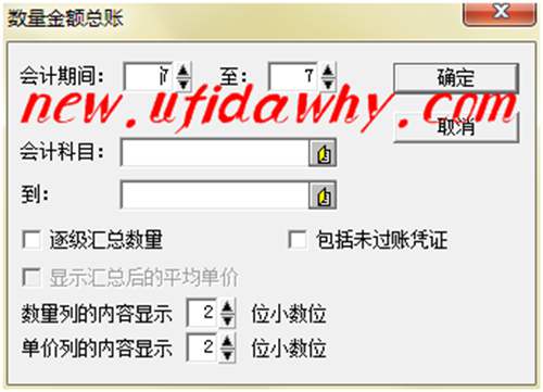 數(shù)量金額總賬過濾框